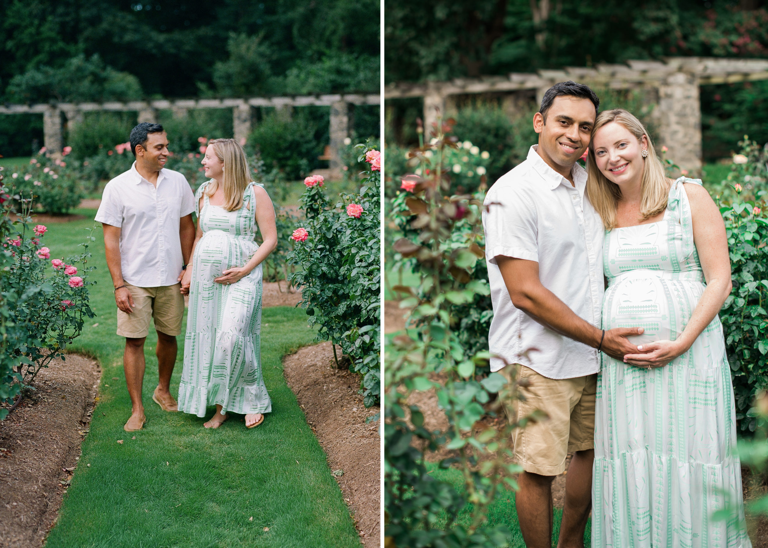 Raleigh rose garden maternity photography session